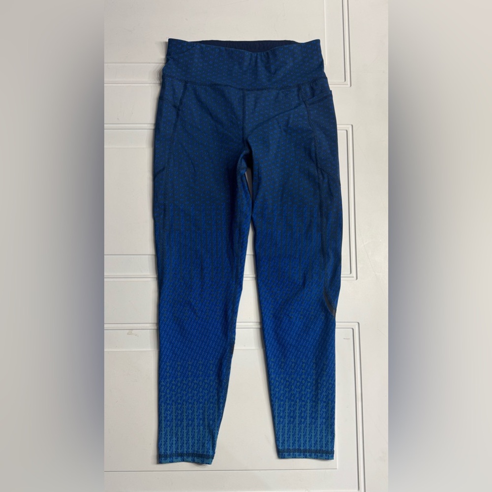 Sweaty Betty Zero Gravity Ombre Blue Geometric Ankle Leggings Size 6
